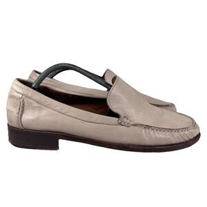 Cole Haan Beige Pebbled Leather Resort Loafers Made In Italy Men's Size 12